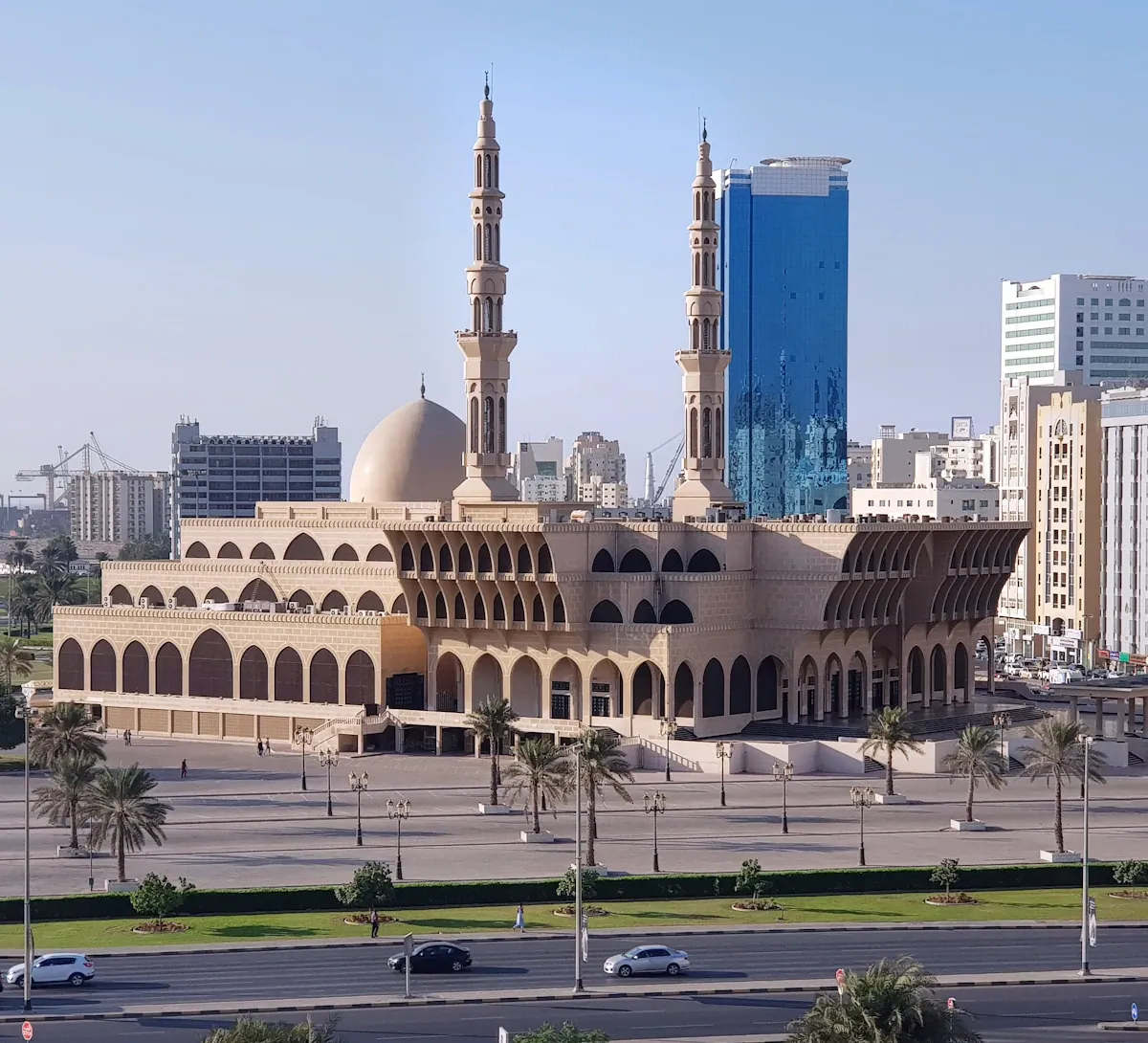 A mosque and towers in Sharjah